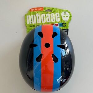 Kids Helmet :The Nutcase Element Stripe Street Urban Helmet Black, Blue, Orange
